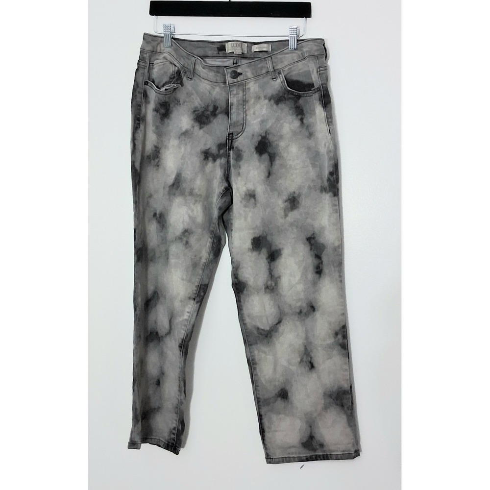 LOGO by Lori Goldstein Jeans Women's‎ Size 14P Tie-Dye Gray Boyfriend Pre-owned